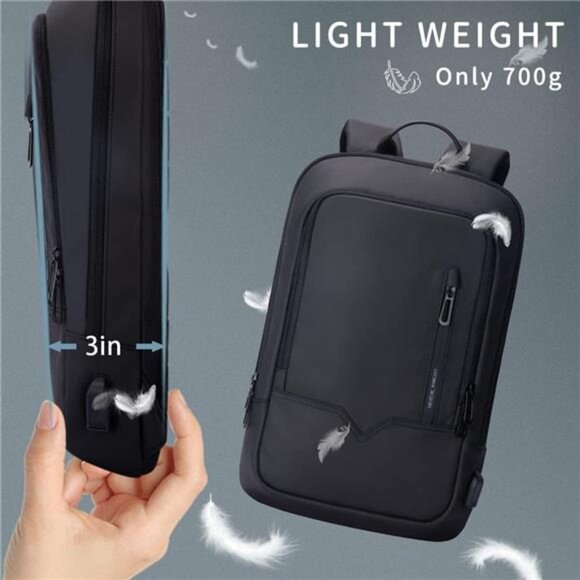 Backpack for Men Business Slim Backpack with USB Charger Computer main image 5